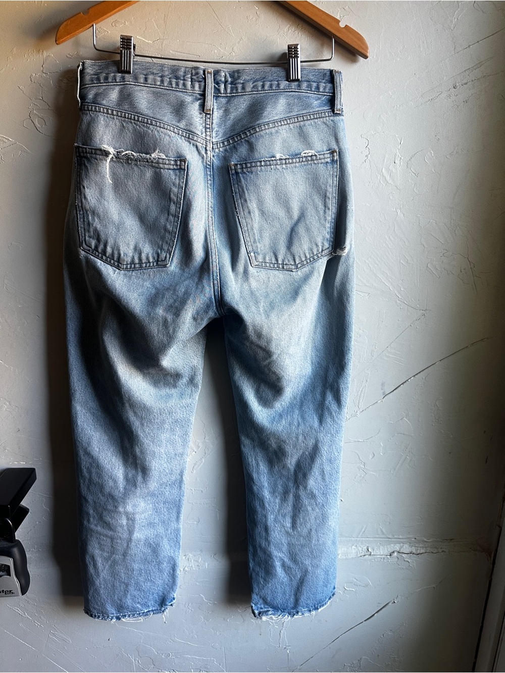 AGOLDE 90s Crop Distressed Jeans 27 Vintage Wash Straight Leg Denim - Picture 2 of 13